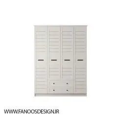 کمد لباس 4 درب 2 کشو سفید سایز 184*140*52 کد 8844