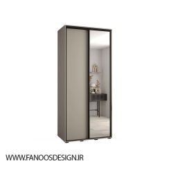 کمد لباس 2 درب کشویی طوسی با آینه کد 8775