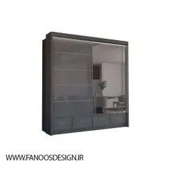 کمد لباس 4 درب کشویی مشکی و براق سایز 220*208*60 کد 9041