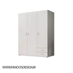 کمد لباس با 3 درب لولایی و دو کشو سفید سایز 176*121*52 کد 9023
