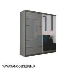 کمد لباس درب کشویی آینه دار رنگ ذغالی سایز 200*180*63 کد 9085