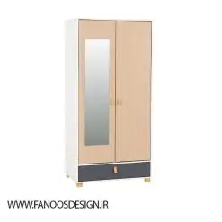 کمد لباس دو درب لولایی یک کشو رنگ کرم سایز 190*80*51 کد 8943