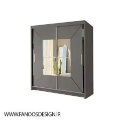 کمد لباس دو درب کشویی خاکستری سایز 217*120*62 کد 9099