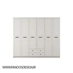 کمد لباس سفید 3 درب و دو کشو با آینه سایز 105*184*53 کد 9111