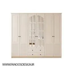 کمد لباس 6 درب و 1 کشو رنگ سفید سایز 210*210*52 کد 9022