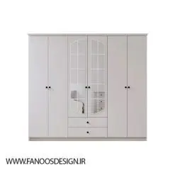 کمد لباس 6 درب و دو کشو سفید سایز 210*180*52 کد 9091