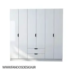 کمد لباس 6 درب و دو کشو سفید رنگ سایز 180*80*45 کد 9101