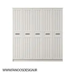 کمد لباس 5 درب لولایی طرح دار سفید سایز 184*175*53 کد 8934