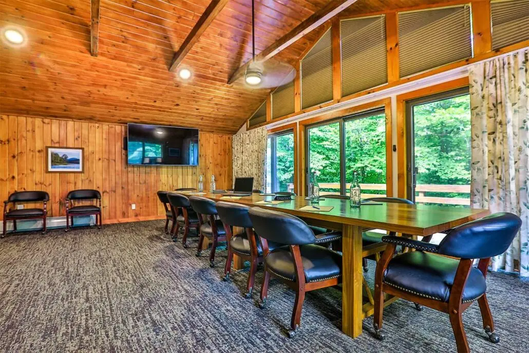 Furniture in the rustic decoration of the conference room
