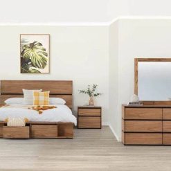 تخت خواب روکش چوب بلوط دو کشو سایز 200*180 کد 461