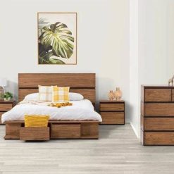 تخت خواب دو نفره کلاسیک با روکش بلوط دو کشو سایز 200*180 کد 453