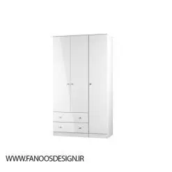 کمد لباس 3 گانه بلند مدرن 2 کشویی سفید سایز 196*110*62 کد 1115