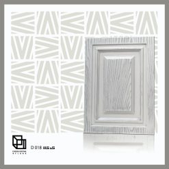 سبد خرید 25 در کابینتی MDF روکش ممبران دو قاب سفید با رگههای نقره ای کلاسیک کد 018 ابعاد سفارشی