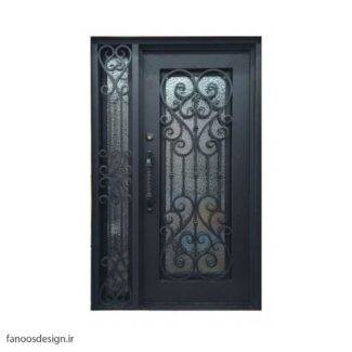 درب فلزی، درب حیاطی، درب حیاط، درب نفر رو، درب فرفوژه فلزی، درب فرفوژه لوکس فلزی یک و نیم لنگه کد 508