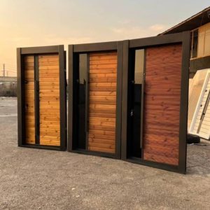 درب ضد سرقت ترموود شیشه سکوریت کف 14 قفل و یراق تیپ ترک رنگ پلی اورتان سایز 110*210 کد 30448