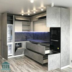 کابینت آشپزخانه نرکیبی هایگلاس و پی وی سی کد 0169