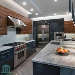 کابینت نئوکلاسیک دو رنگ کد 0165 4 کابینت آشپزخانه ترکیبی ام دی اف و پی وی سی کد 0165