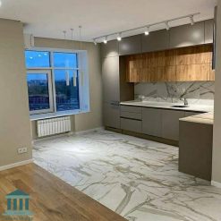 کابینت آشپزخانه ام دی اف سیاه و سفید کد 0157 5 کابینت آشپزخانه ترکیبی ام دی اف و پی وی سی کد 0157