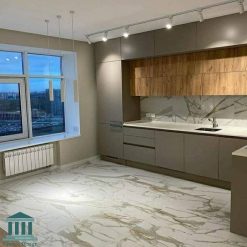 کابینت آشپزخانه ام دی اف سیاه و سفید کد 0157 4 کابینت آشپزخانه ترکیبی ام دی اف و پی وی سی کد 0157