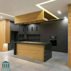 کابینت طوسی و چوب کد 0236 7 کابینت آشپزخانه ترکیبی پی وی سی و ام دی اف کد 0236