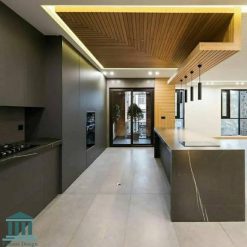 کابینت طوسی و چوب کد 0236 6 کابینت آشپزخانه ترکیبی پی وی سی و ام دی اف کد 0236