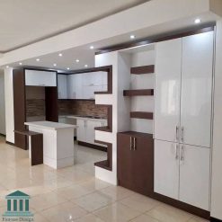 کابینت آشپزخانه ترکیبی ام دی اف و هایگلاس کد 0152