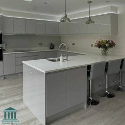 کابینت هایگلاس سفید طلایی کد 0235 14 کابینت آشپزخانه هایگلاس کد 0235