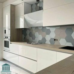 کابینت هایگلاس سفید صدفی کد 0229 5 کابینت آشپزخانه هایگلاس کد 0229