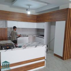 کابینت آشپزخانه ام دی اف براق کد 0215 12 کابینت آشپزخانه ترکیبی ام دی اف و هایگلاس کد 0215