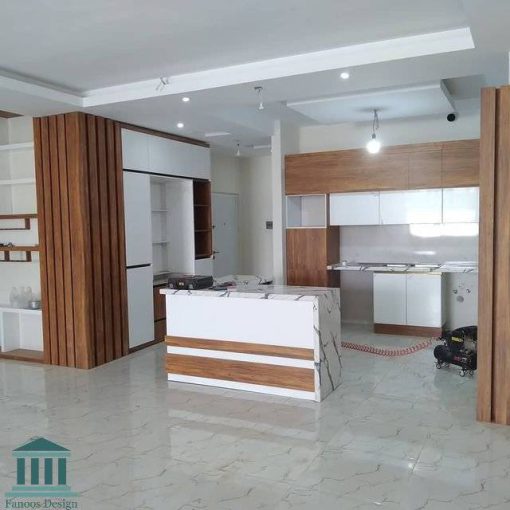 کابینت آشپزخانه ترکیبی ام دی اف و هایگلاس کد 0215