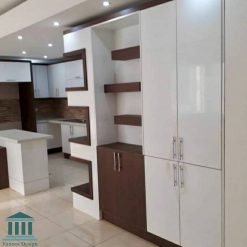 کابینت آشپزخانه ام دی اف سفید جدید کد 0212 10 کابینت آشپزخانه ترکیبی ام دی اف و هایگلاس کد 0212