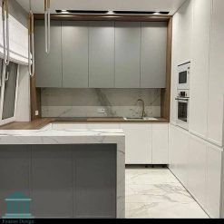 کابینت آشپزخانه ام دی اف طرح جدید کد 0186 4 کابینت آشپزخانه ترکیبی ام دی اف و پی وی سی کد 0186