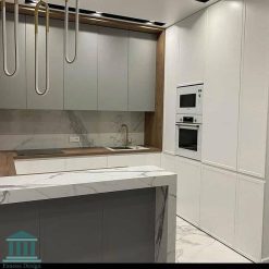 کابینت آشپزخانه ام دی اف طرح جدید کد 0186 5 کابینت آشپزخانه ترکیبی ام دی اف و پی وی سی کد 0186