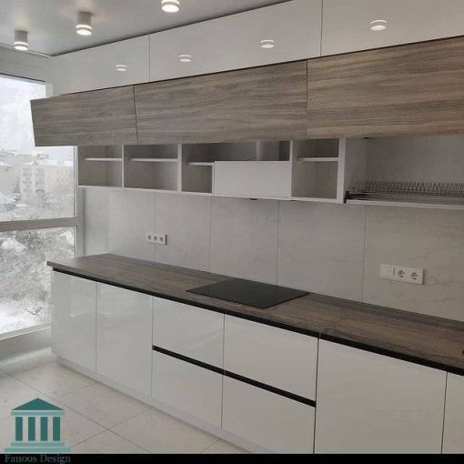 کابینت آشپزخانه ترکیبی ام دی اف و هایگلاس کد 0179