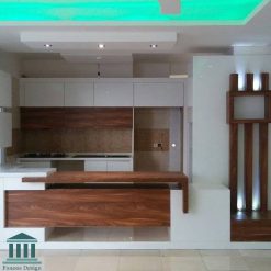 کابینت آشپزخانه ام دی اف سفید قهوه ای کد 0147 15 کابینت آشپزخانه ترکیبی ام دی اف و هایگلاس کد 0147