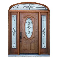 درب لابی تاج دار شیشه خور تمام چوب مدل 21008
