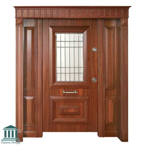 درب ضد سرقت لوکس یک و نیم لنگه روکش گردو کد 6064