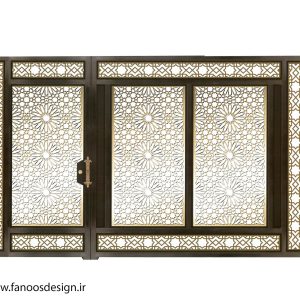 درب ریلی حیاط آهنی CNC دو لنگه کد 2263