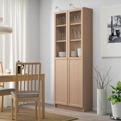 کتابخانه چوبی MDF شیشه خور کد 384