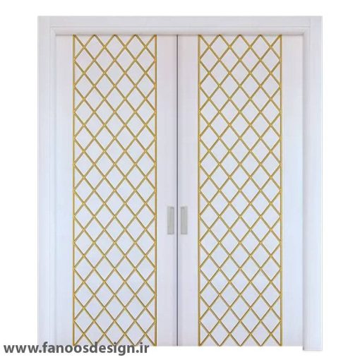 درب MDF سفید طلاییدو لنگه کد 30491