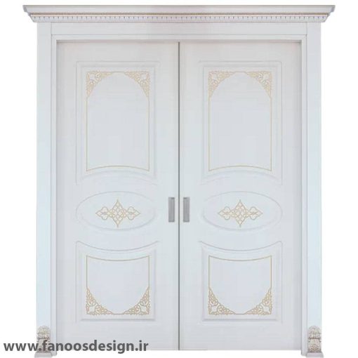 درب چوبی اتاق خواب روکش بلوط دوقاب دو لنگه کد 30652