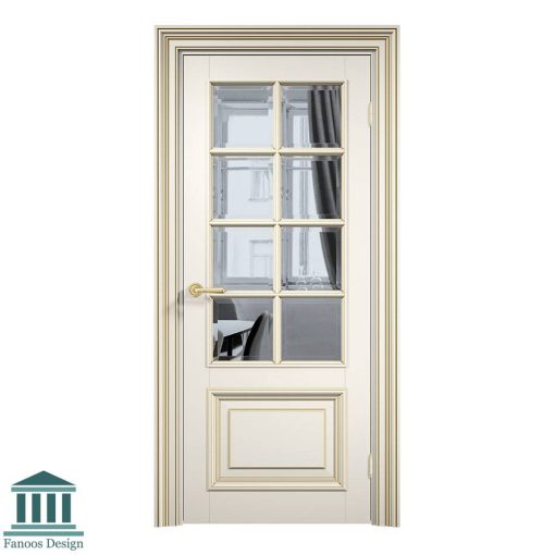 درب MDF کلاسیک شیشه خور دوقاب کد 30805