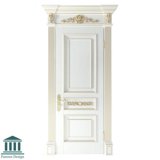 درب MDF کلاسیک اتاق خواب سفید طلایی کد 30800