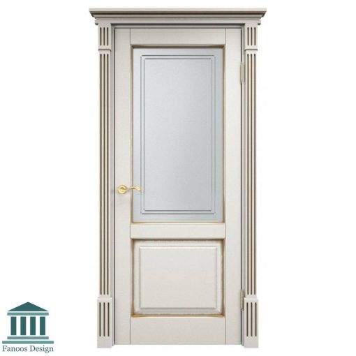 درب اتاق خواب MDF دوقاب شیشه خور کد 30785