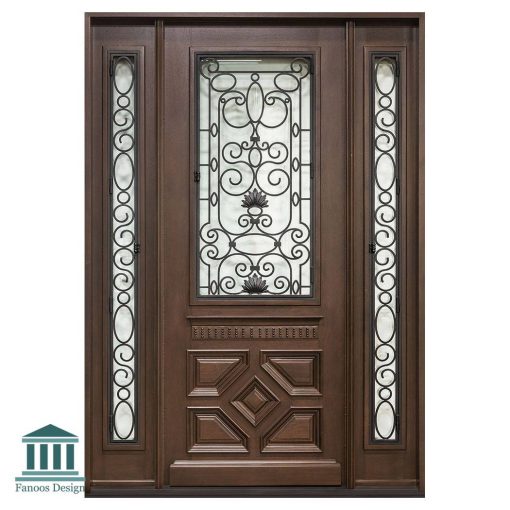 درب چوبی لابی تک لنگه کتیبه شیشه خور کد 30814
