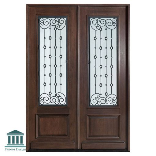 درب چوبی لابی دو لنگه شیشه خور کد 30813