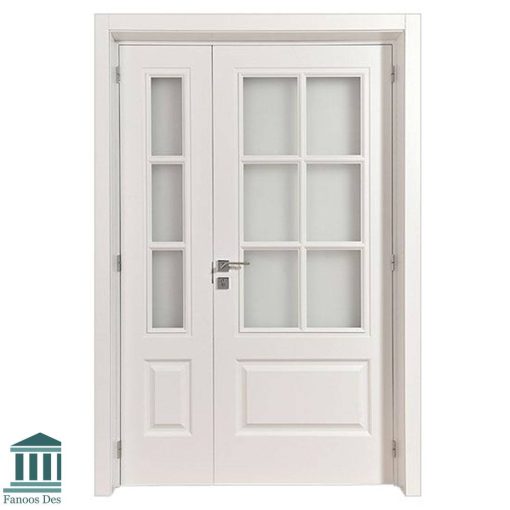درب اتاق نشیمن یک و نیم لنگه با رنگ پوششی و شیشه خور کد 30754