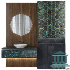 روشویی کابینتی و طراحی سرویس بهداشتی کلاسیک کاشی کاری کد 30331