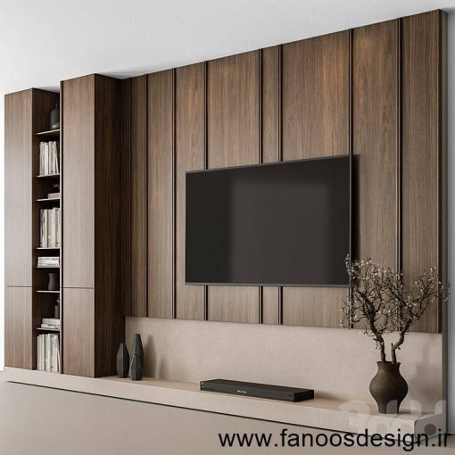 میز تلوزیون دیواری روکش گردو کلاسیک کد 31065