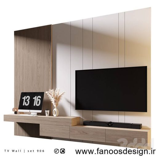 میز تلوزیون دیواری ام دی اف و ترموود ترکیبی کد 31057